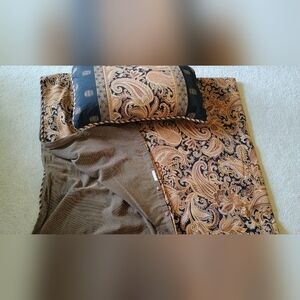 EASTERN ACCENTS KING DUVET Cover And Pillow EMBROIDERED Paisley‎ TAPESTRY